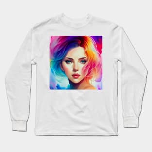 tie dye amine beautiful woman stunning color Long Sleeve T-Shirt